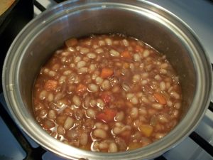 Cover and simmer until beans are tender.