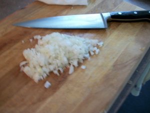 Finely chop Vidalia onion